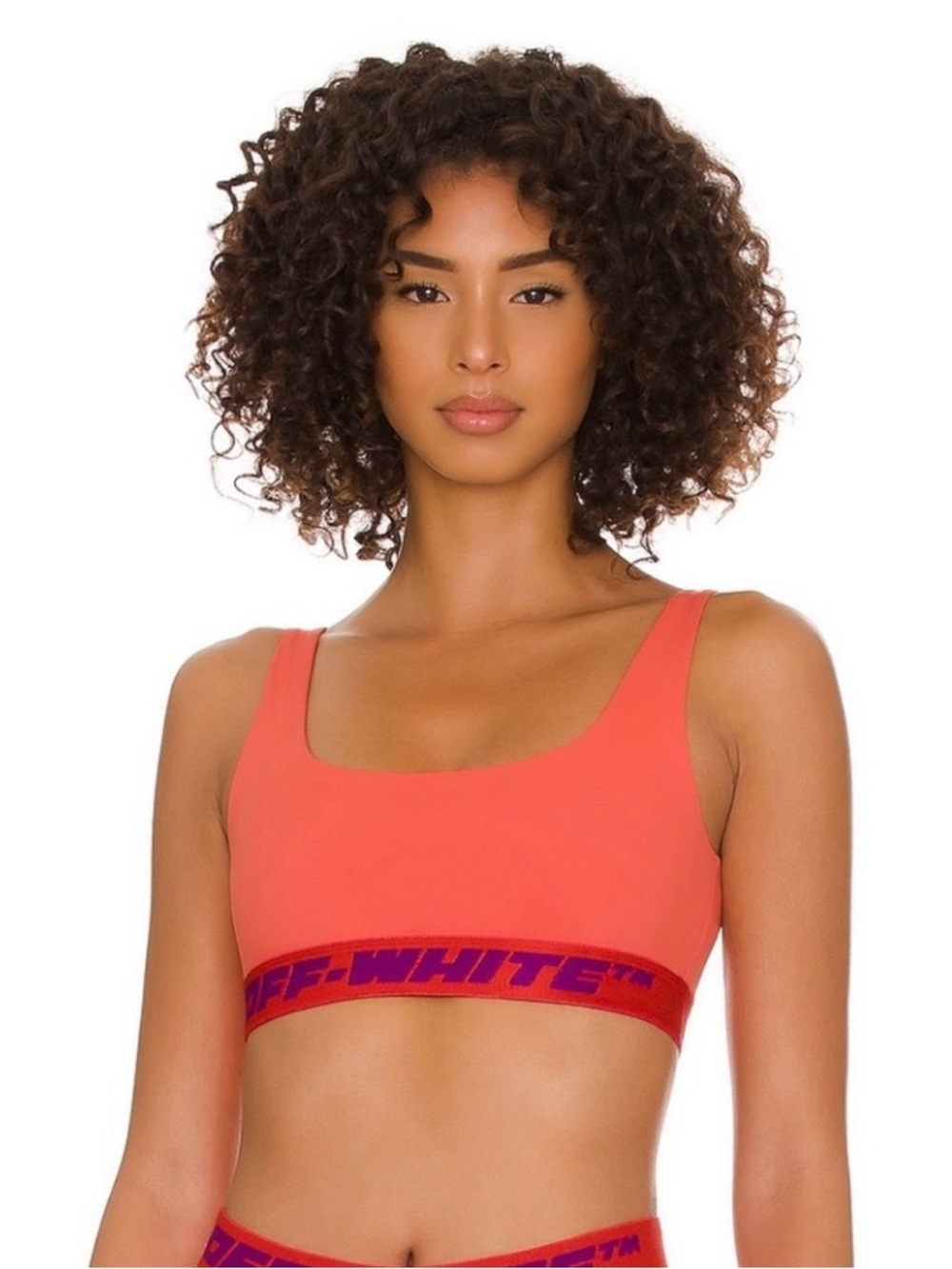 Off-White “Athleisure Logo Band” Sports Bra in Coral & Red - Size M